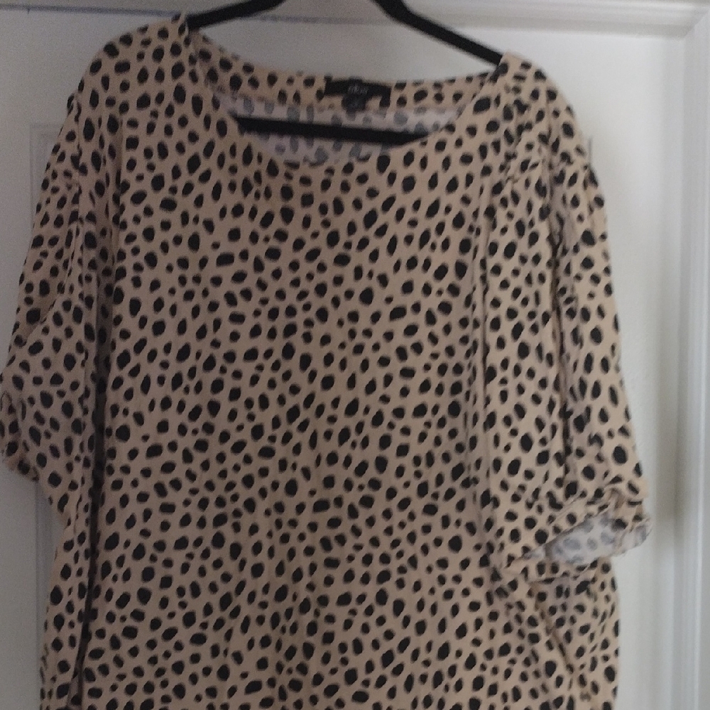 Ellos Cream and Brown Boxy Blouse